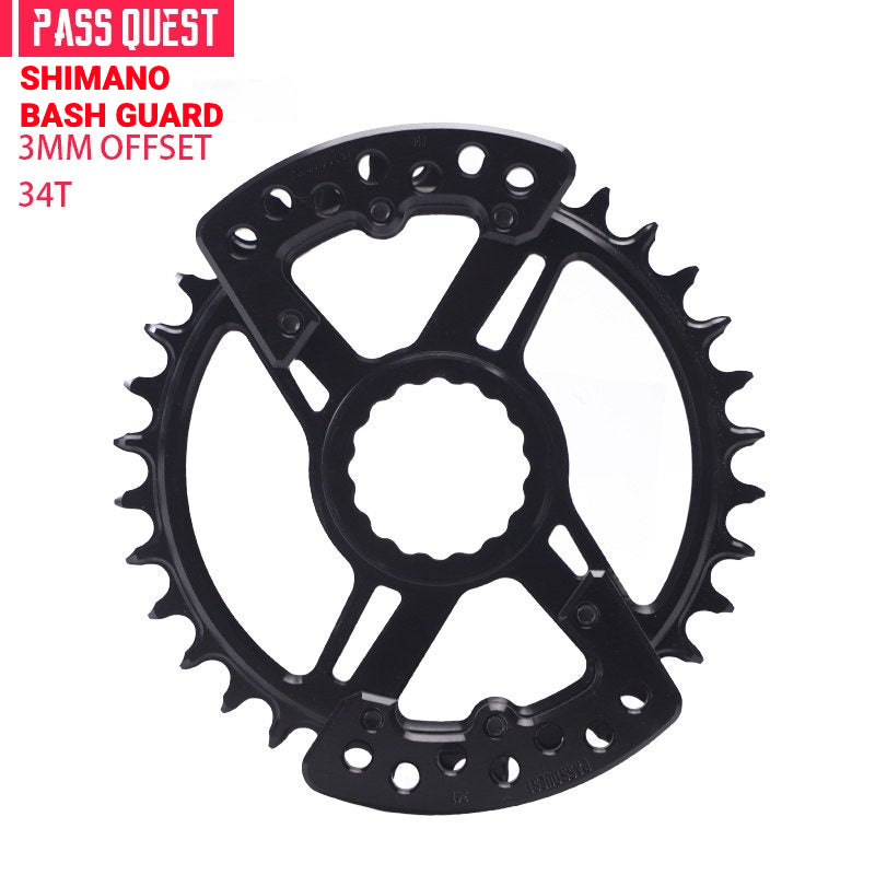 PASS QUEST SRAM DUB / GXP 3-Bolt Narrow-Wide Chainring with Bash Guard | 3mm Offset 30T–34T