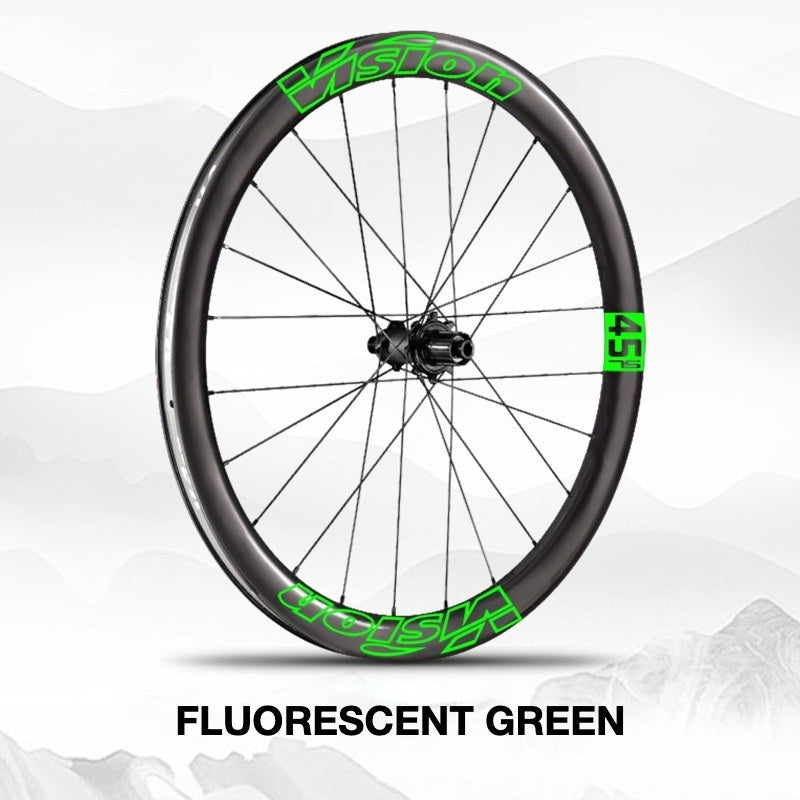 Custom Decal Kit for VISION METRON SL45 Wheels | Road Bike Carbon Rim Wrap Stickers(Complete Wheelset Decal Kit + Spare Set)