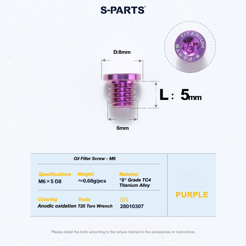 S-PARTS Titanium Disc Brake Bolt Kit for TRP DHR EVO | Ultra-Light MTB Brake Hardware