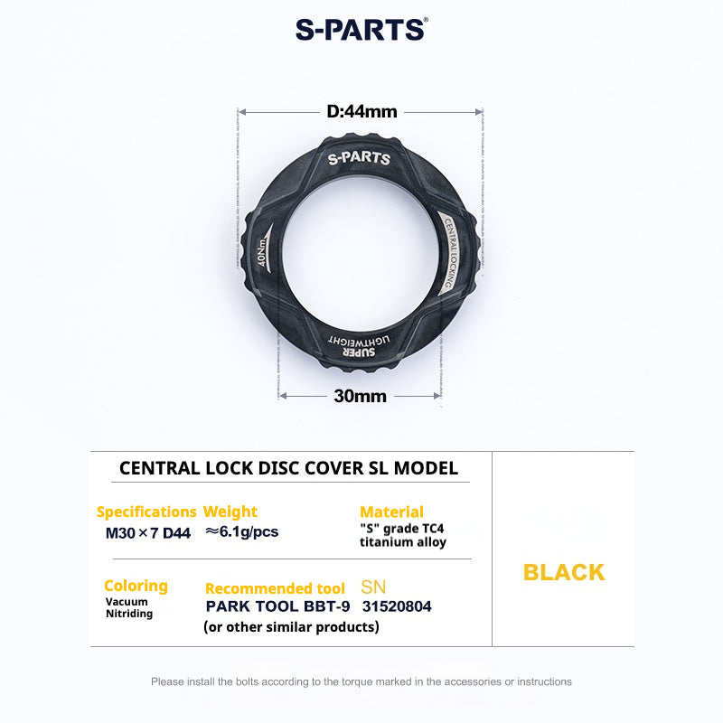 S-PARTS Center Lock Disc Rotor Lockring SL Edition | Ultralight TC4 Titanium | Multi-Color 1PCS