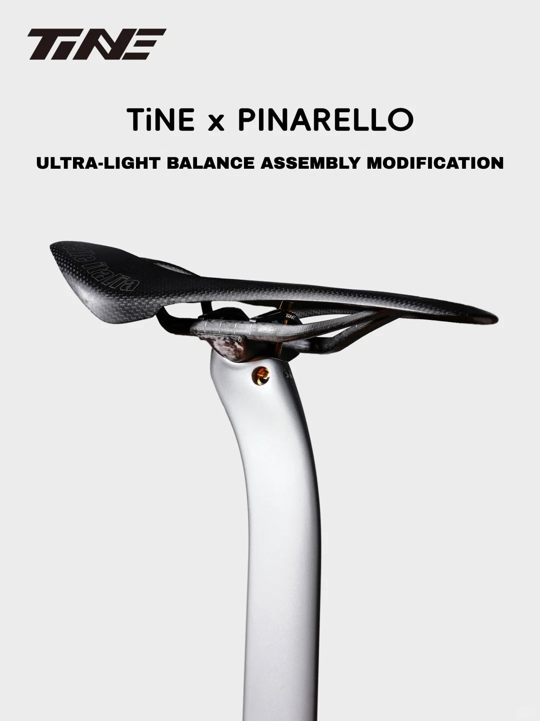 TiNE Ultralight Seat Clamp Kit for Pinarello F-Series / 2025 Models 22.1g – Carbon Base + Titanium Bolts