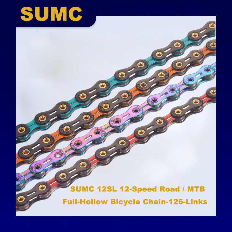SUMC 12-SPEED  full hollow  Steel bicycle chain anti rust 128links bike chain with magic buckle