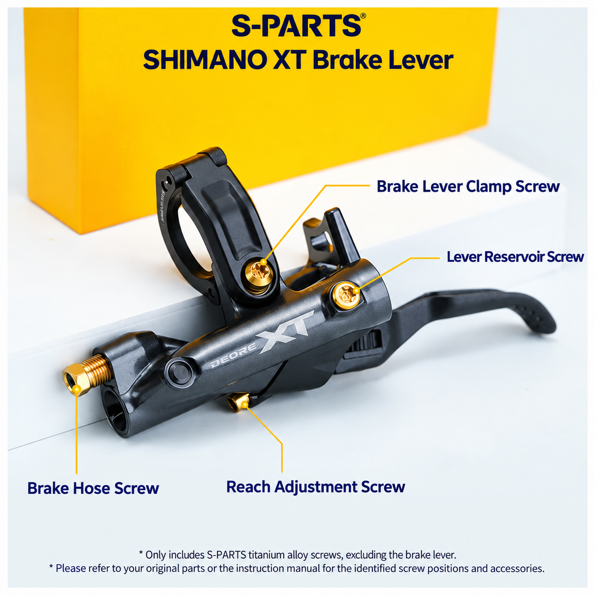 S-PARTS TC4 Titanium Bolt Kit for Shimano Deore XT M8200 / M8220 | MTB Disc Brake & Component Screws