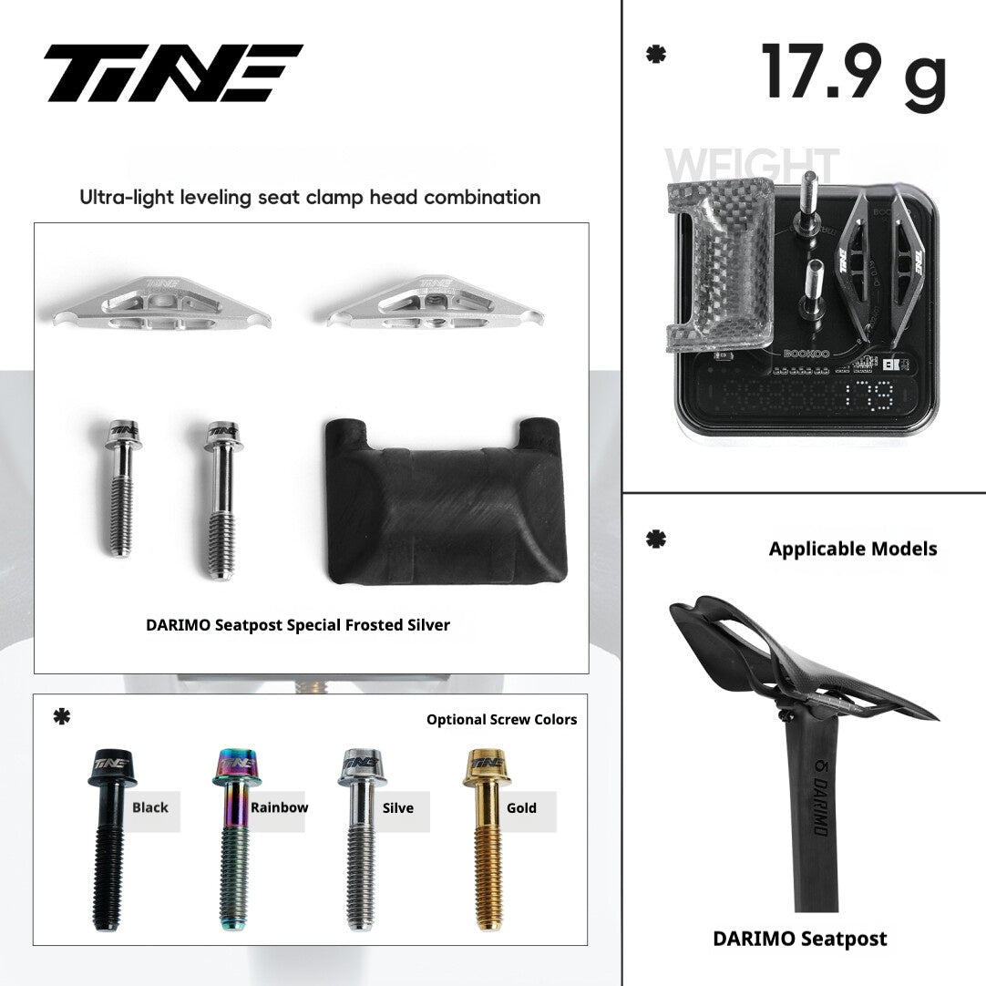 TiNE Ultra-Light 6.8g Seat Clamp & Leveling Assembly | Compatible with Specialized SL9/SL8 Aethos, Colnago & DARIMO Seatposts | CNC Titanium Precision