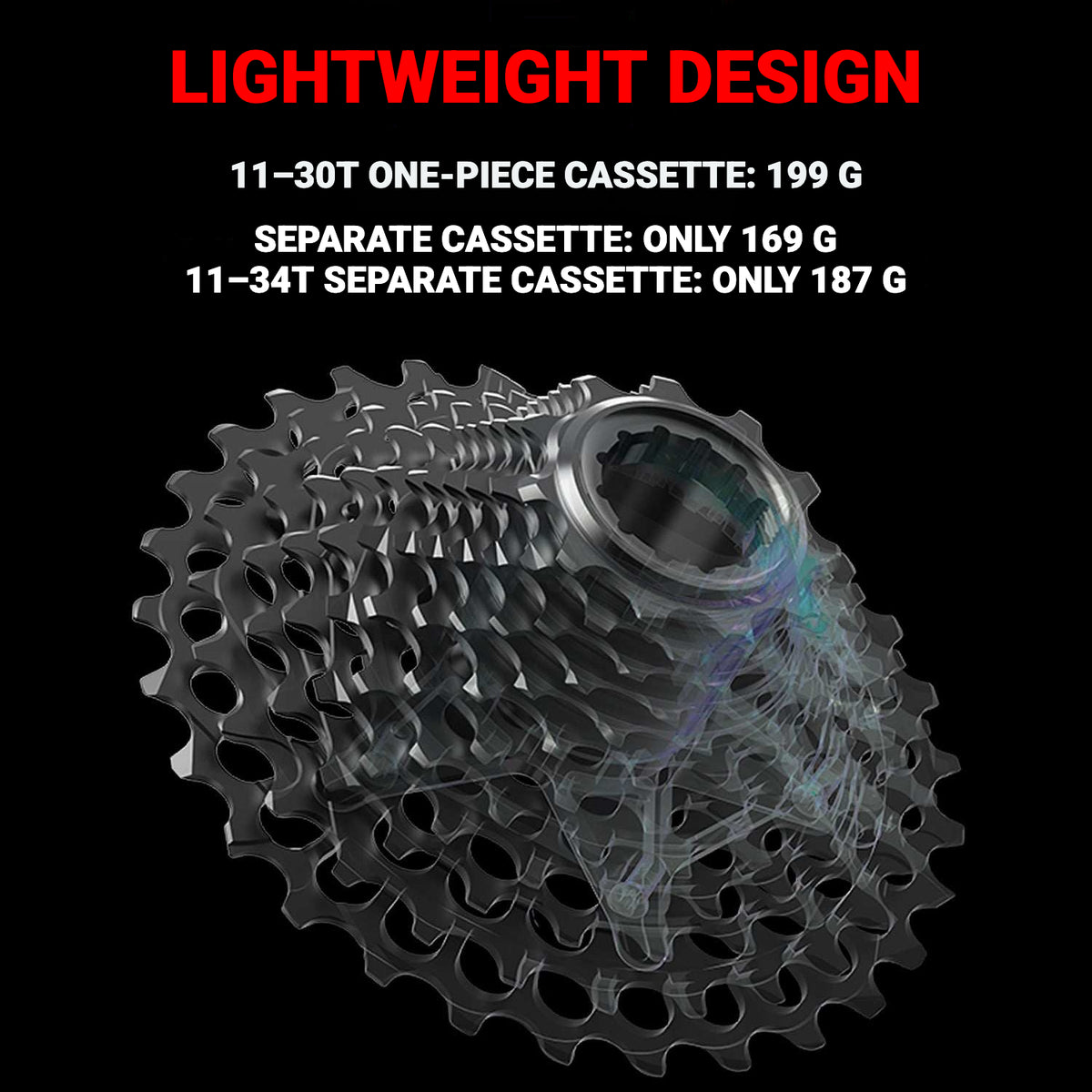 INCOLOR ZONEY 12-Speed Lightweight Road Bike Cassette 11–30T｜High Efficiency｜Multi-Color Options
